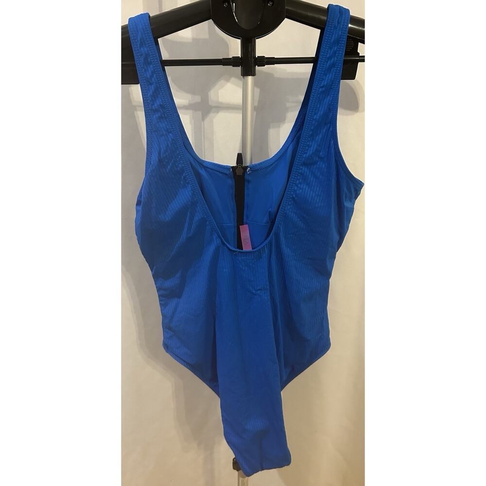 NWT YMI Electric Blue Zip Up One Piece Swim Suit size XL - Picture 2 of 6